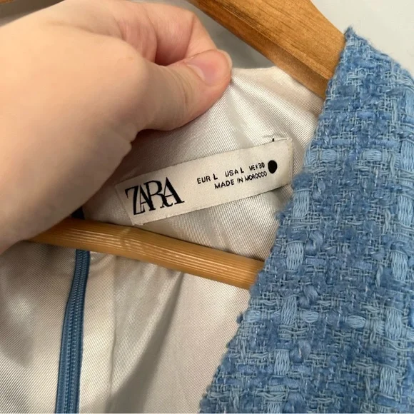 Zara Blue Tweed V-Neck Romper Blogger Favorite - Picture 5 of 8